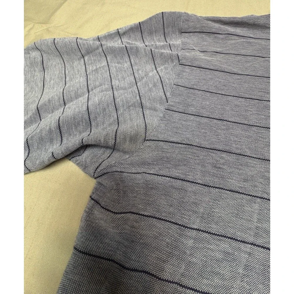 Polo Golf Ralph Lauren Shirt Mens L Gray Blue Striped Vintage Short Sleeve Pique